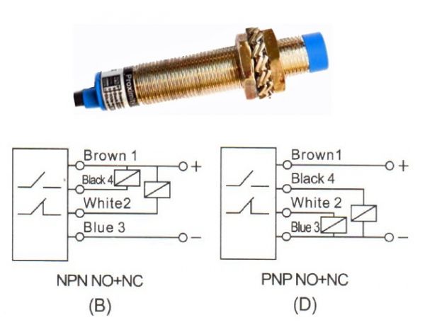 Induktiver Näherungsschalter (Sensor) - Schaltabstand 4 mm - M12-L-67 mm PNP-NC-NO